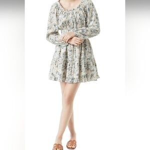 Sam Edelman Cream and Blue Long Sleeve Dress